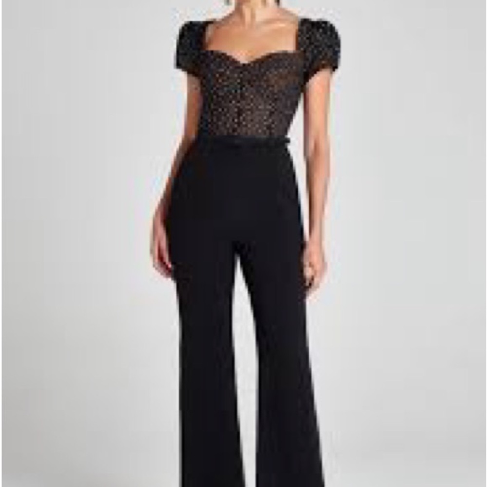 NADINE MERABI Black Wide Leg Jumpsuit